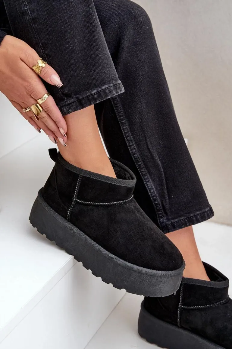 Damskie Śniegowce Na Platformie Czarne Ninala