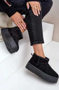 Damskie Śniegowce Na Platformie Czarne Ninala