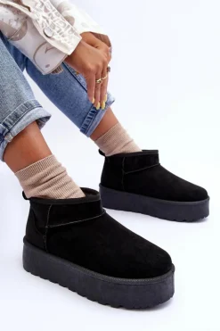 Damskie Śniegowce Na Platformie Czarne Ninala