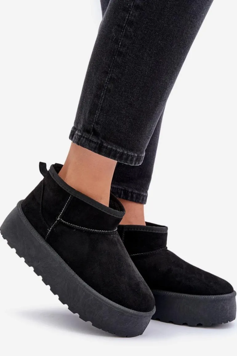 Damskie Śniegowce Na Platformie Czarne Ninala