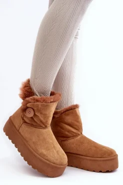 Damskie Śniegowce Na Platformie Z Futerkiem Camel Wikasem