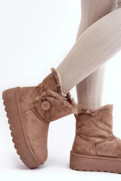 Damskie Śniegowce Na Platformie Z Futerkiem Beżowe Wikasem