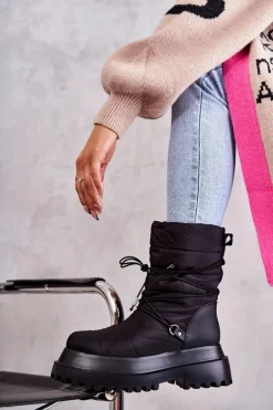 Damskie Śniegowce Na Platformie Czarne Lilou