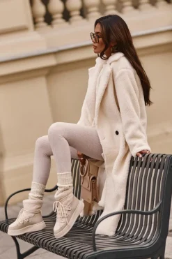 Damskie Śniegowce Na Platformie Jasnobeżowe Ahatissa