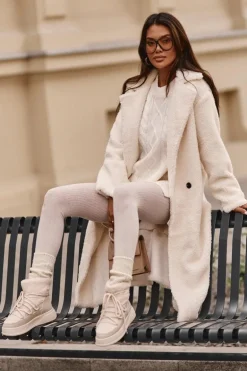 Damskie Śniegowce Na Platformie Jasnobeżowe Ahatissa