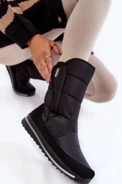 Damskie Śniegowce Na Rzep Progress PROGJ-22-128 Czarne