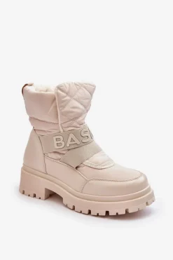 Damskie Śniegowce Na Suwak Ocieplane Jasnobeżowe Zeva