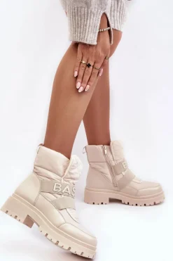 Damskie Śniegowce Na Suwak Ocieplane Jasnobeżowe Zeva