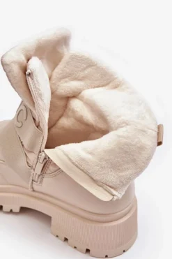 Damskie Śniegowce Na Suwak Ocieplane Jasnobeżowe Zeva
