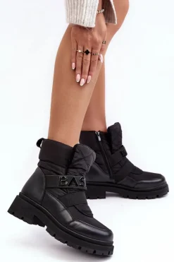 Damskie Śniegowce Na Suwak Ocieplane Czarne Zeva