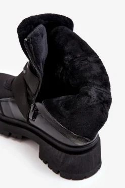 Damskie Śniegowce Na Suwak Ocieplane Czarne Zeva