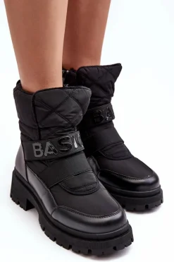 Damskie Śniegowce Na Suwak Ocieplane Czarne Zeva