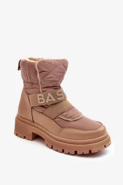 Damskie Śniegowce Na Suwak Ocieplane Beżowe Zeva