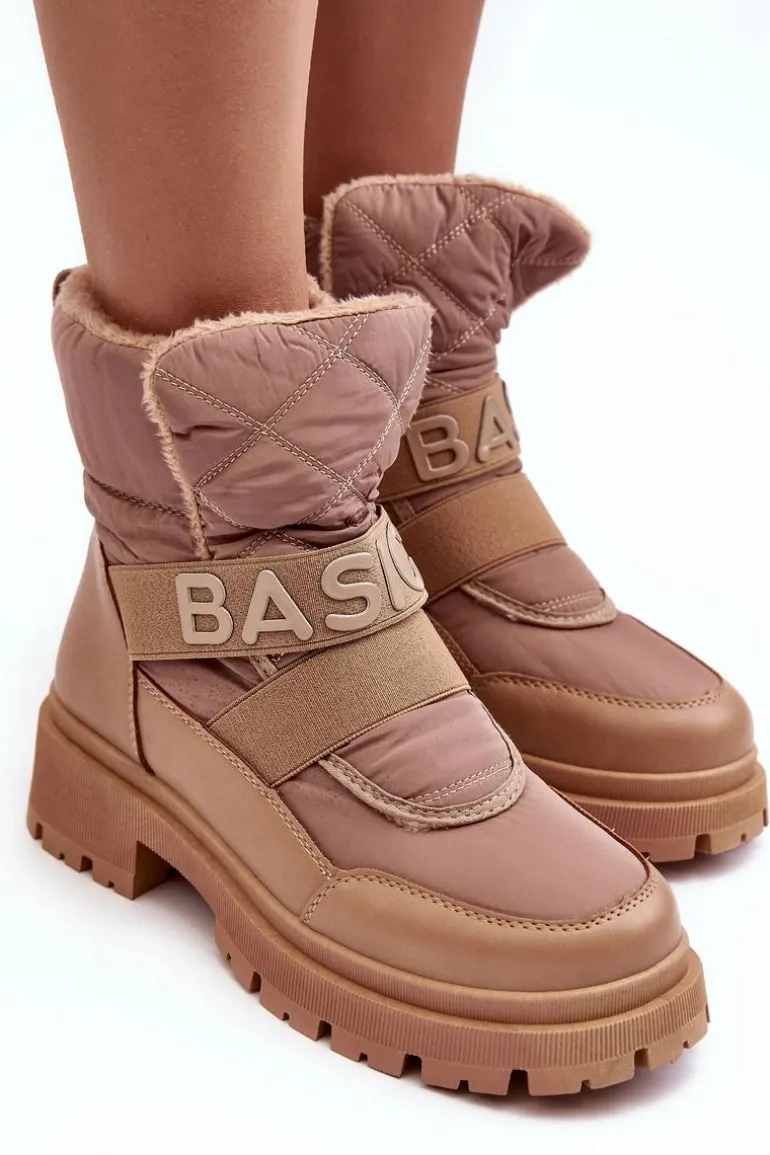 Damskie Śniegowce Na Suwak Ocieplane Beżowe Zeva