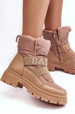 Damskie Śniegowce Na Suwak Ocieplane Beżowe Zeva