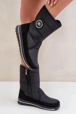 Damskie Śniegowce Na Zamek Progress PROGJ-21-09 Czarne