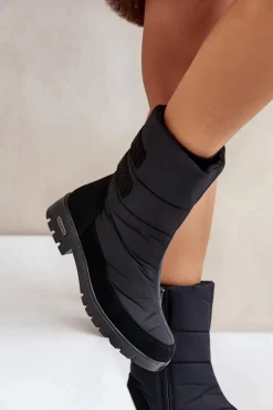 Damskie Śniegowce Na Zamek Progress PROGJ-21-16 Czarne