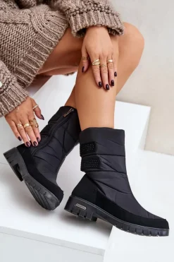 Damskie Śniegowce Na Zamek Progress PROGJ-21-16 Czarne