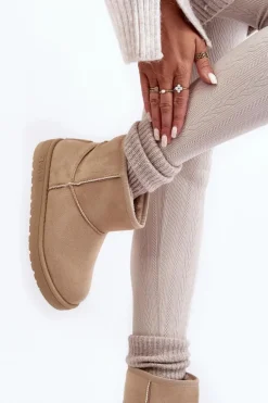 Damskie Śniegowce Ocieplane Futerkiem Beżowe Big Star MM274160