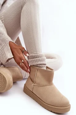 Damskie Śniegowce Ocieplane Futerkiem Beżowe Big Star MM274160