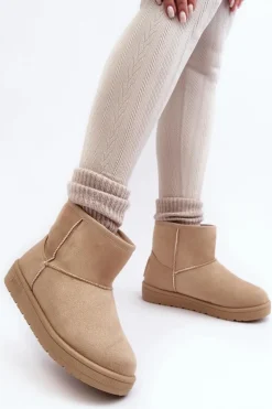 Damskie Śniegowce Ocieplane Futerkiem Beżowe Big Star MM274160