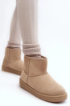 Damskie Śniegowce Ocieplane Futerkiem Beżowe Big Star MM274160