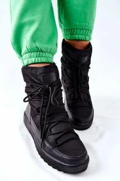 Damskie Śniegowce Ocieplane Czarne Cironeus