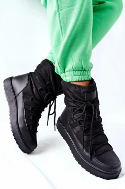 Damskie Śniegowce Ocieplane Czarne Cironeus