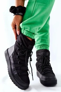 Damskie Śniegowce Ocieplane Czarne Cironeus