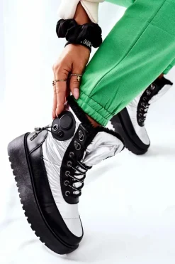 Damskie Śniegowce Ocieplane Srebrne Kennilis