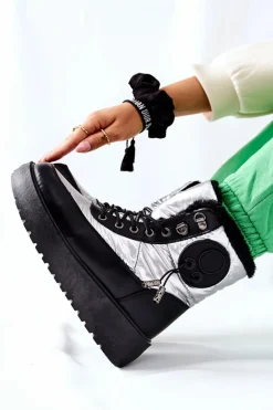 Damskie Śniegowce Ocieplane Srebrne Kennilis