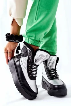 Damskie Śniegowce Ocieplane Srebrne Kennilis