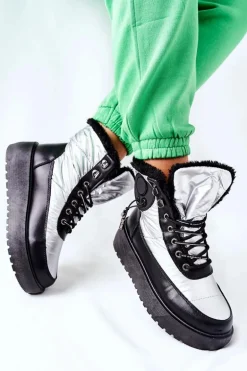 Damskie Śniegowce Ocieplane Srebrne Kennilis