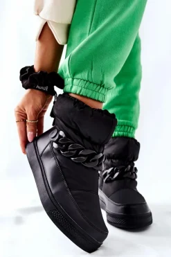 Damskie Śniegowce Ocieplane Czarne Khariche