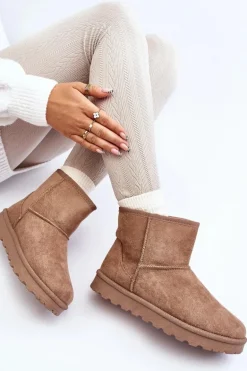 Damskie Śniegowce Ocieplane Futerkiem Khaki Lizio