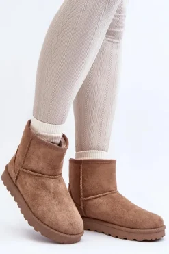 Damskie Śniegowce Ocieplane Futerkiem Khaki Lizio