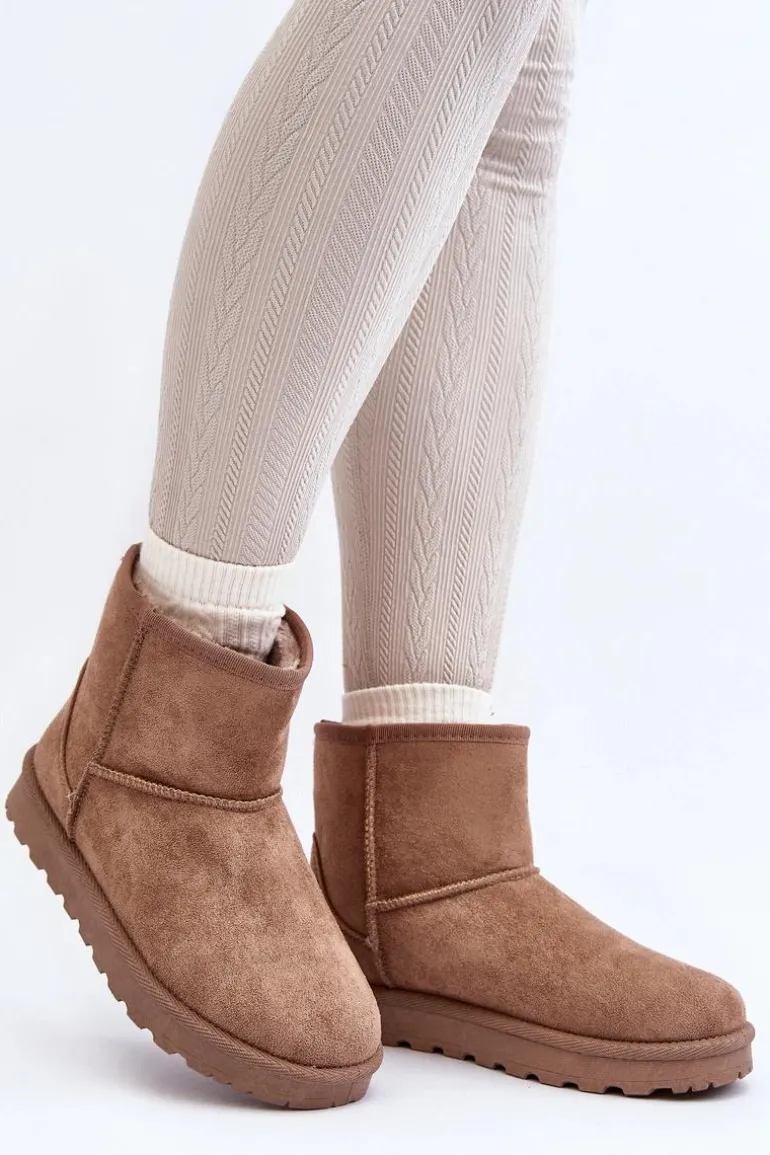 Damskie Śniegowce Ocieplane Futerkiem Khaki Lizio