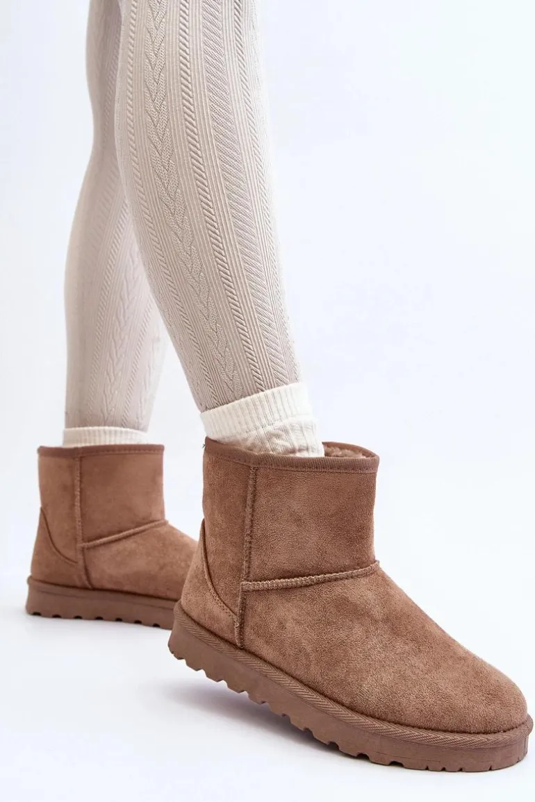 Damskie Śniegowce Ocieplane Futerkiem Khaki Lizio