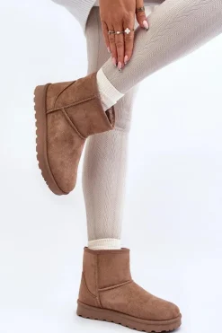 Damskie Śniegowce Ocieplane Futerkiem Khaki Lizio