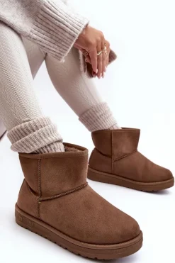 Damskie Śniegowce Ocieplane Futerkiem Brązowe Big Star MM274161