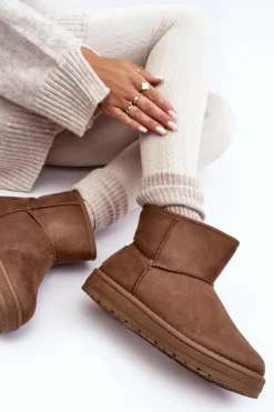 Damskie Śniegowce Ocieplane Futerkiem Brązowe Big Star MM274161