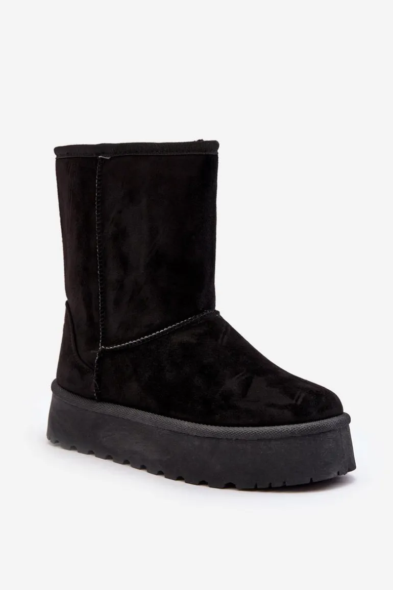 Damskie Śniegowce Ocieplone Futerkiem Czarne Abrams