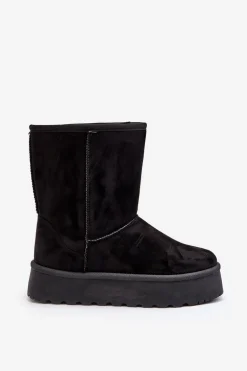 Damskie Śniegowce Ocieplone Futerkiem Czarne Abrams