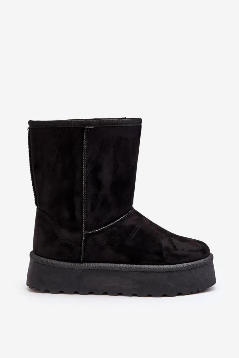 Damskie Śniegowce Ocieplone Futerkiem Czarne Abrams