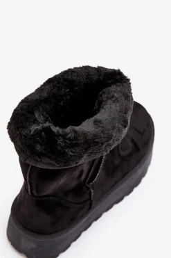 Damskie Śniegowce Ocieplone Futerkiem Czarne Abrams