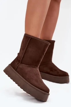 Damskie Śniegowce Ocieplone Futerkiem Czekoladowe Abrams