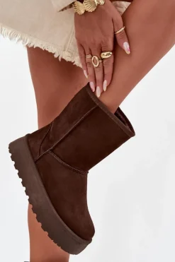 Damskie Śniegowce Ocieplone Futerkiem Czekoladowe Abrams