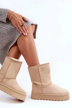 Damskie Śniegowce Ocieplone Futerkiem Beżowe Abrams