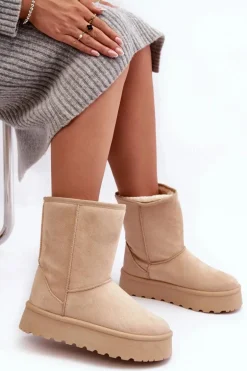 Damskie Śniegowce Ocieplone Futerkiem Beżowe Abrams