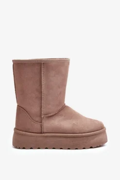 Damskie Śniegowce Ocieplone Futerkiem Ciemnobeżowe Abrams